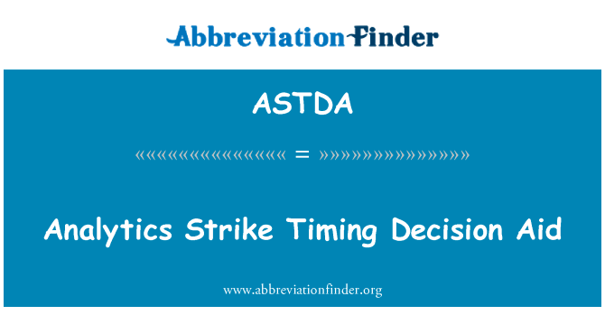 分析罢工时间决定援助系统英文定义是Analytics Strike Timing Decision Aid,首字母缩写定义是ASTDA