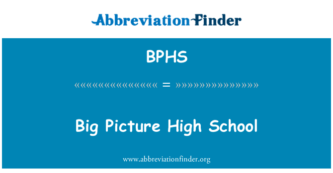大图片高中英文定义是Big Picture High School,首字母缩写定义是BPHS