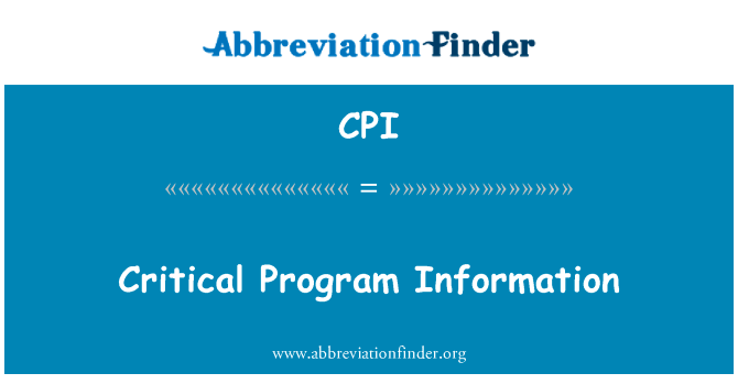 Critical Program Information的定义