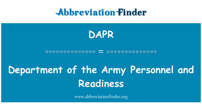 Department of the Army Personnel and Readiness的定义