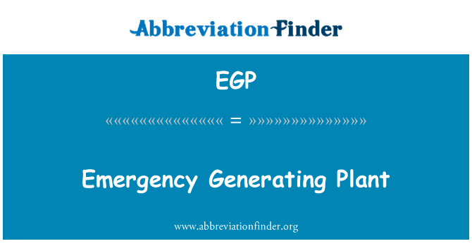 紧急发电设备英文定义是Emergency Generating Plant,首字母缩写定义是EGP
