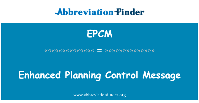 Enhanced Planning Control Message的定义