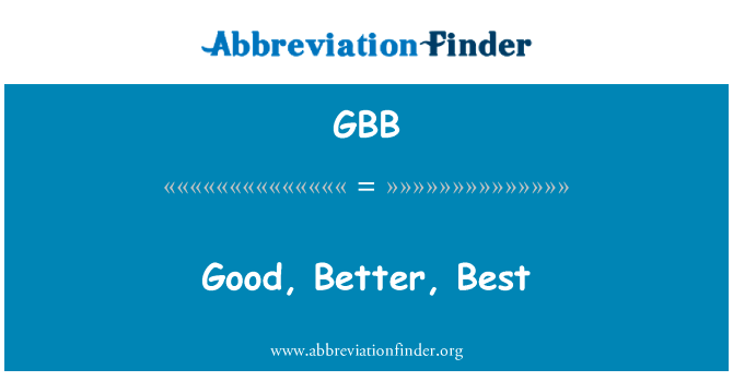 好，更好最好英文定义是Good, Better, Best,首字母缩写定义是GBB