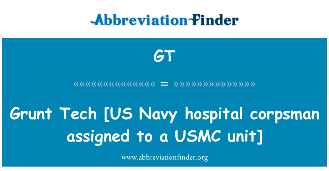 Grunt Tech [US Navy hospital corpsman assigned to a USMC unit]的定义