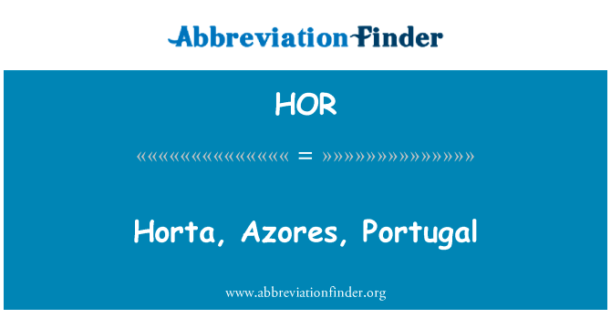 奥尔塔，亚速尔群岛葡萄牙英文定义是Horta, Azores, Portugal,首字母缩写定义是HOR