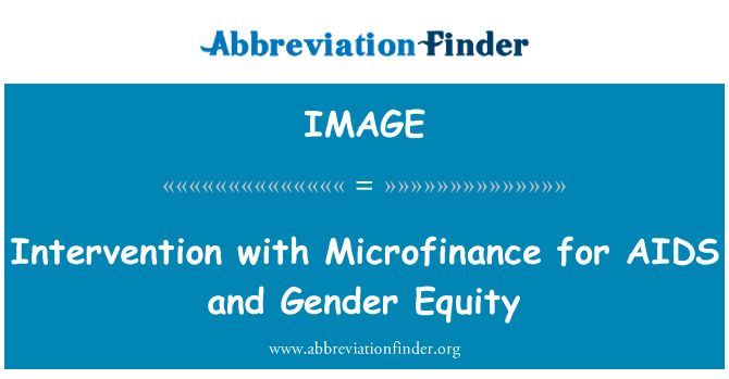 小额信贷为艾滋病和两性平等干预英文定义是Intervention with Microfinance for AIDS and Gender Equity,首字母缩写定义是IMAGE