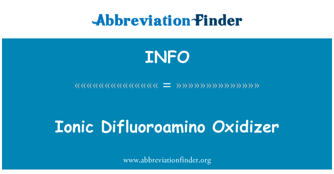 离子 Difluoroamino 氧化剂英文定义是Ionic Difluoroamino Oxidizer,首字母缩写定义是INFO