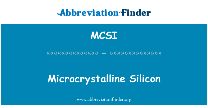 Microcrystalline Silicon的定义