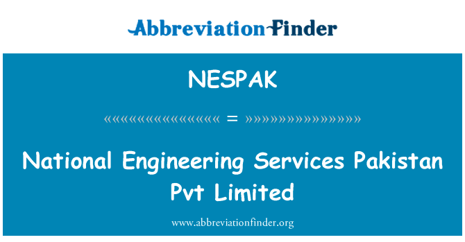 国家服务巴基斯坦 Pvt 建筑工程有限公司英文定义是National Engineering Services Pakistan Pvt Limited,首字母缩写定义是NESPAK