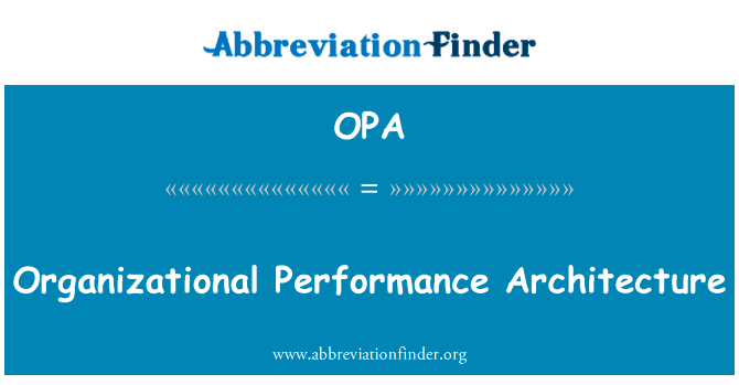 组织绩效的体系结构英文定义是Organizational Performance Architecture,首字母缩写定义是OPA