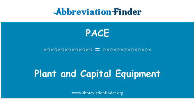 植物和资本设备英文定义是Plant and Capital Equipment,首字母缩写定义是PACE