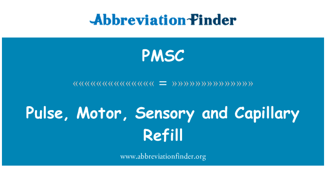 脉冲、 电机、 感官和毛细管笔芯英文定义是Pulse, Motor, Sensory and Capillary Refill,首字母缩写定义是PMSC