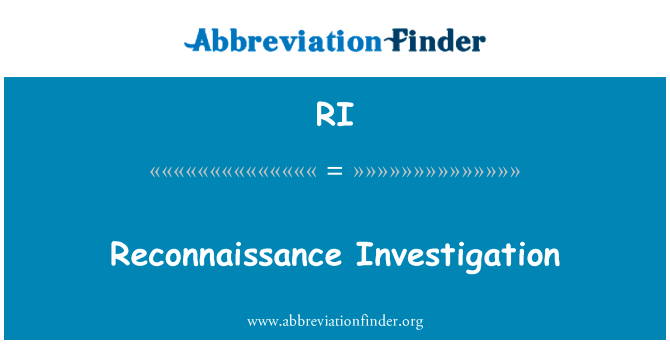 Reconnaissance Investigation的定义