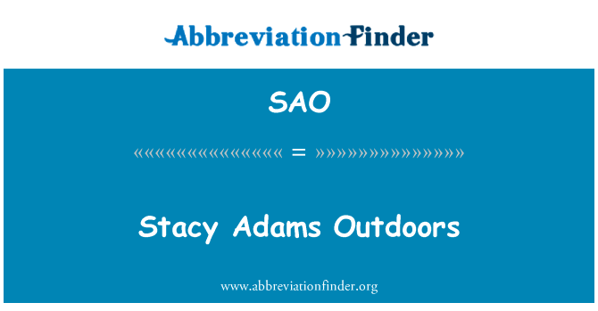 斯泰西 Adams 在户外英文定义是Stacy Adams Outdoors,首字母缩写定义是SAO