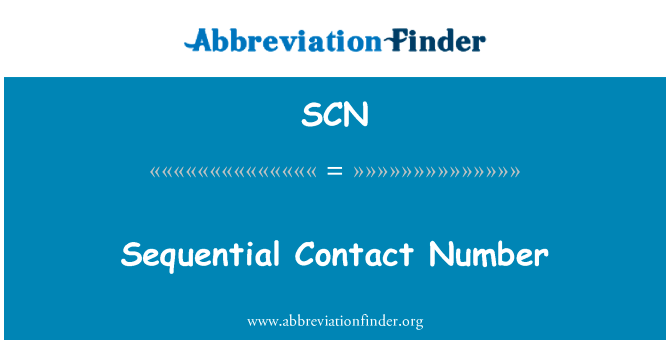 Sequential Contact Number的定义