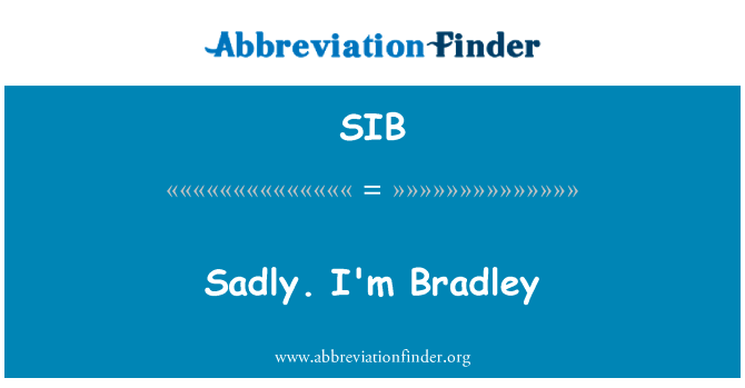 可悲的是。我是 Bradley英文定义是Sadly. I'm Bradley,首字母缩写定义是SIB