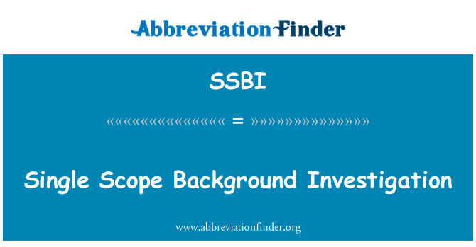 Single Scope Background Investigation的定义