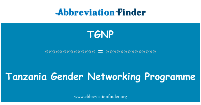 坦桑尼亚性别联网方案英文定义是Tanzania Gender Networking Programme,首字母缩写定义是TGNP