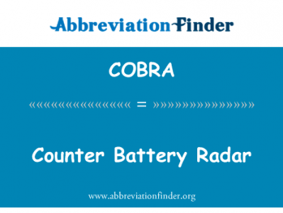 计数器电池雷达英文定义是Counter Battery Radar,首字母缩写定义是COBRA