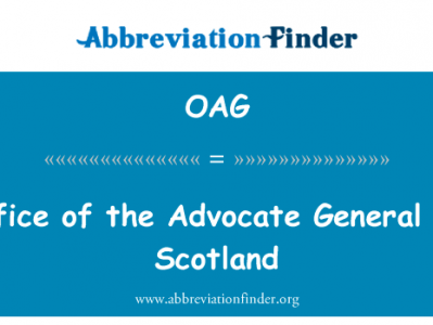 律师办公室的一般为苏格兰英文定义是Office of the Advocate General for Scotland,首字母缩写定义是OAG