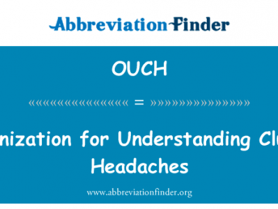 组织理解丛集性头痛英文定义是Organization for Understanding Cluster Headaches,首字母缩写定义是OUCH