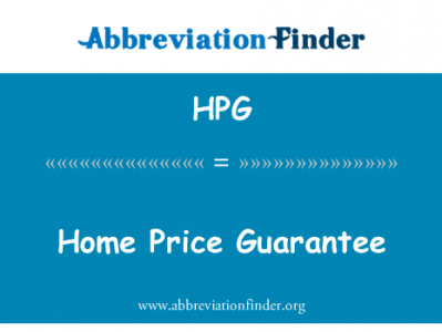 房屋价格保证英文定义是Home Price Guarantee,首字母缩写定义是HPG