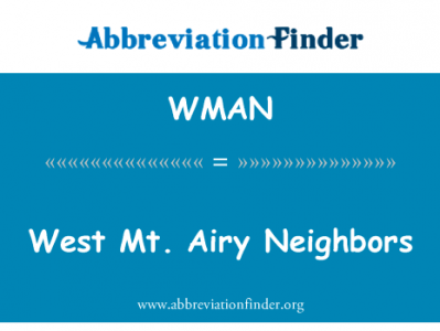 西部山通风的邻居英文定义是West Mt. Airy Neighbors,首字母缩写定义是WMAN