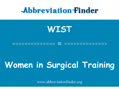 在外科手术训练中的妇女英文定义是Women in Surgical Training,首字母缩写定义是WIST