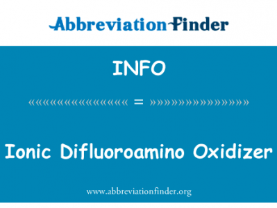 离子 Difluoroamino 氧化剂英文定义是Ionic Difluoroamino Oxidizer,首字母缩写定义是INFO