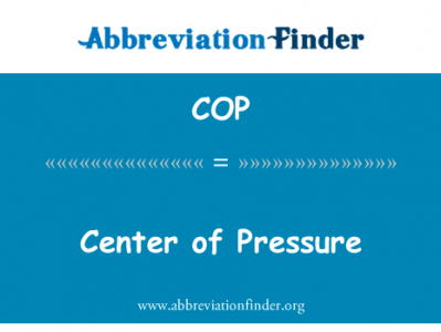 压力中心英文定义是Center of Pressure,首字母缩写定义是COP