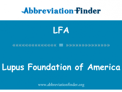 美国红斑狼疮基金会英文定义是Lupus Foundation of America,首字母缩写定义是LFA