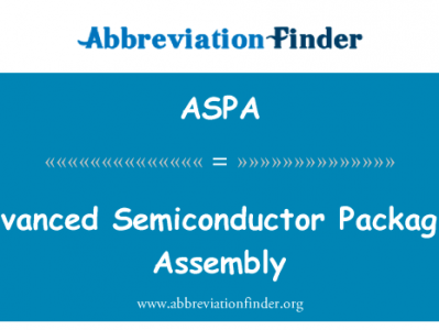 先进的半导体包装程序集英文定义是Advanced Semiconductor Packaging Assembly,首字母缩写定义是ASPA