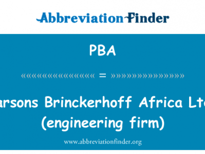 帕森斯霍夫非洲有限公司 （工程公司）英文定义是Parsons Brinckerhoff Africa Ltd. (engineering firm),首字母缩写定义是PBA