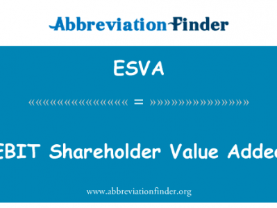 息税前利润股东增值英文定义是EBIT Shareholder Value Added,首字母缩写定义是ESVA