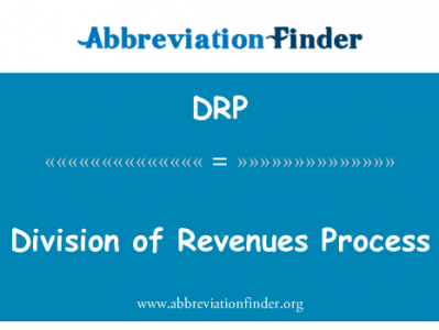 收入过程的分工英文定义是Division of Revenues Process,首字母缩写定义是DRP