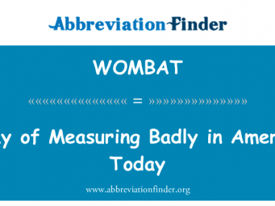 测量严重在美国今天的方式英文定义是Way of Measuring Badly in America Today,首字母缩写定义是WOMBAT