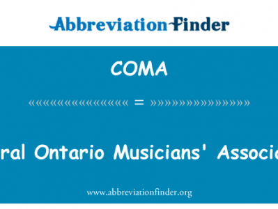 安大略省中部中国音乐家协会会员英文定义是Central Ontario Musicians' Association,首字母缩写定义是COMA