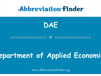 应用经济学系英文定义是Department of Applied Economics,首字母缩写定义是DAE