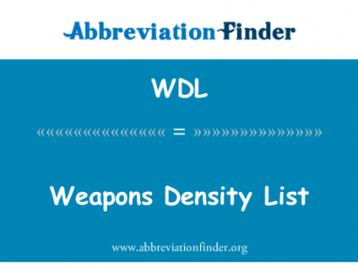 武器密度列表英文定义是Weapons Density List,首字母缩写定义是WDL