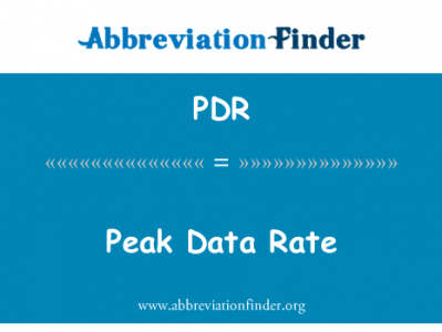 峰值数据速率英文定义是Peak Data Rate,首字母缩写定义是PDR