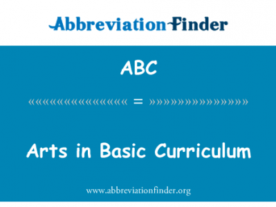 在基础教育课程改革中的艺术英文定义是Arts in Basic Curriculum,首字母缩写定义是ABC
