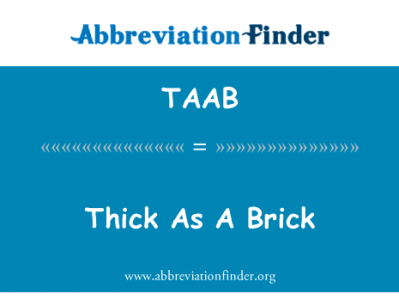 像块砖头厚英文定义是Thick As A Brick,首字母缩写定义是TAAB