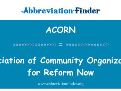 现在改革社区组织协会英文定义是Association of Community Organizations for Reform Now,首字母缩写定义是ACORN