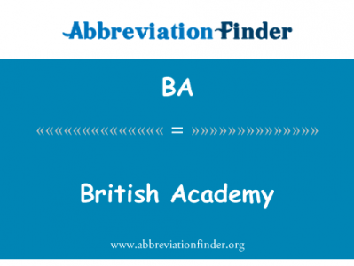 英国电影学院英文定义是British Academy,首字母缩写定义是BA
